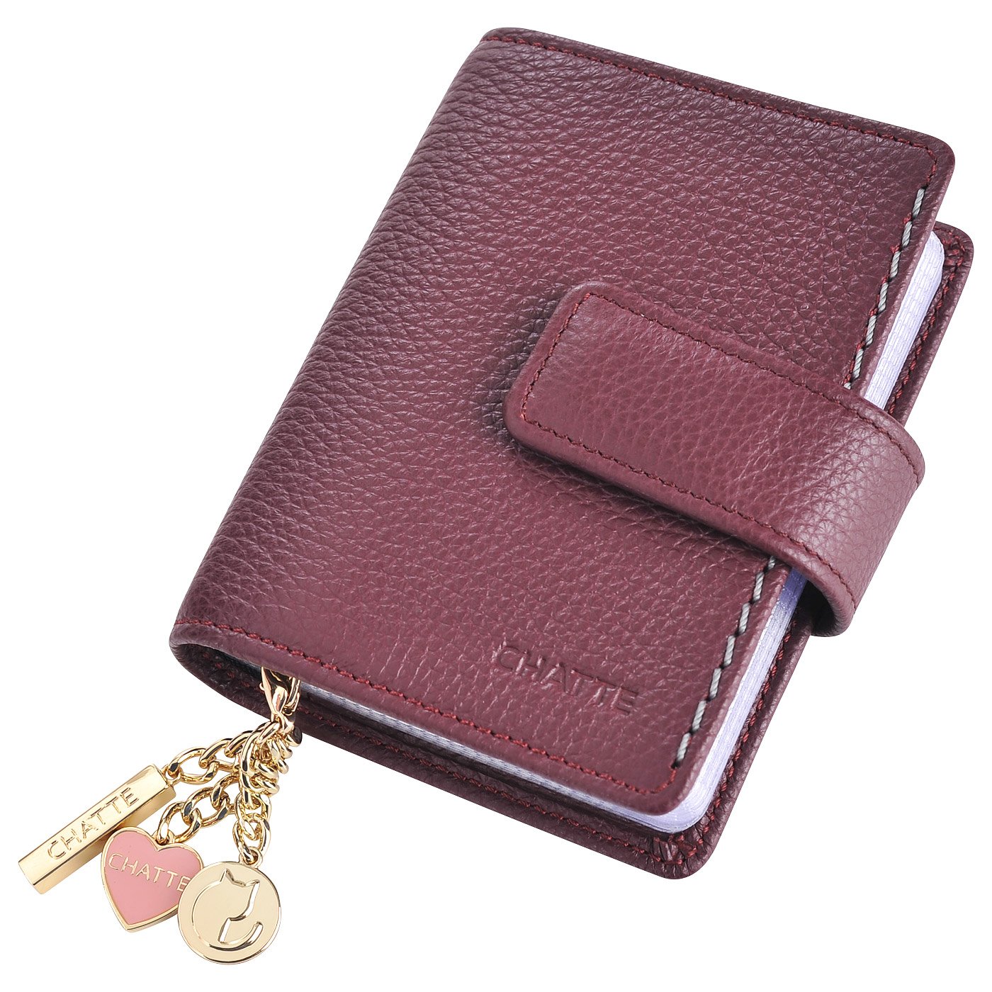 Кожаная визитница на кнопке Chatte Amelie