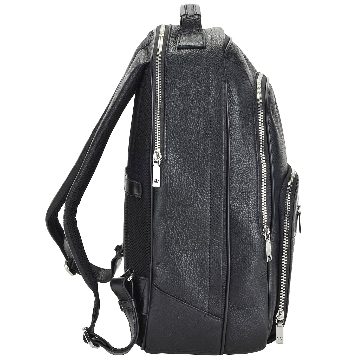 Кожаный черный рюкзак с отделением под ноутбук Stevens 