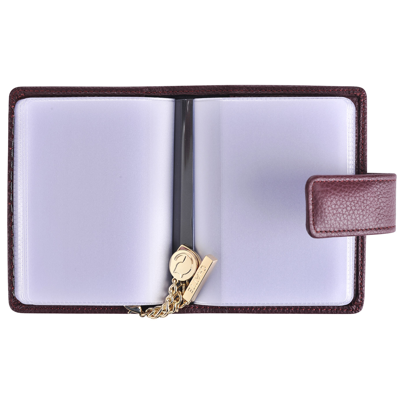 Кожаная визитница на кнопке Chatte Amelie