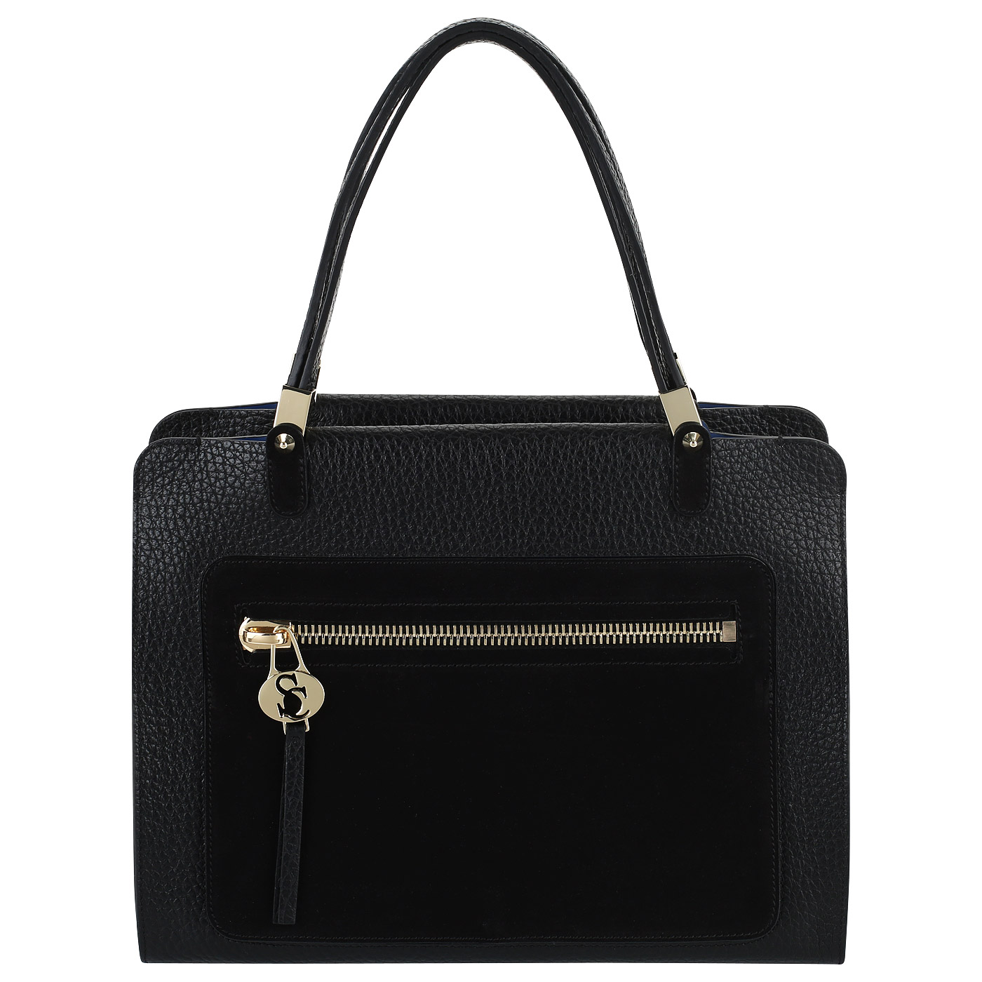 Carlo Salvatelli Черная кожаная сумка на двойной молнии