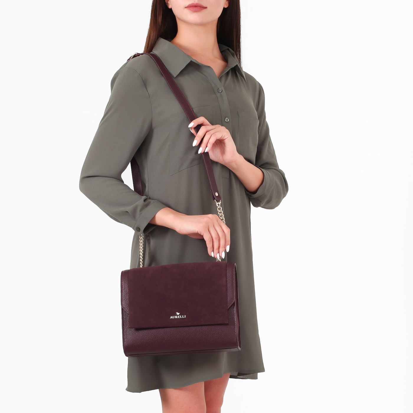 Сумочка из кожи и замши Aurelli Suede